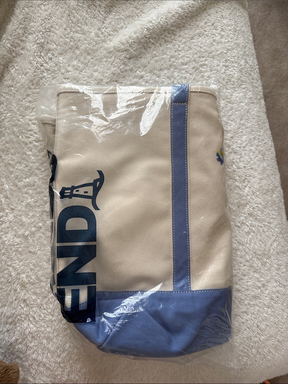 NWT Lands End open top canvas top Xl natural/ true blue - Picture 4 of 4